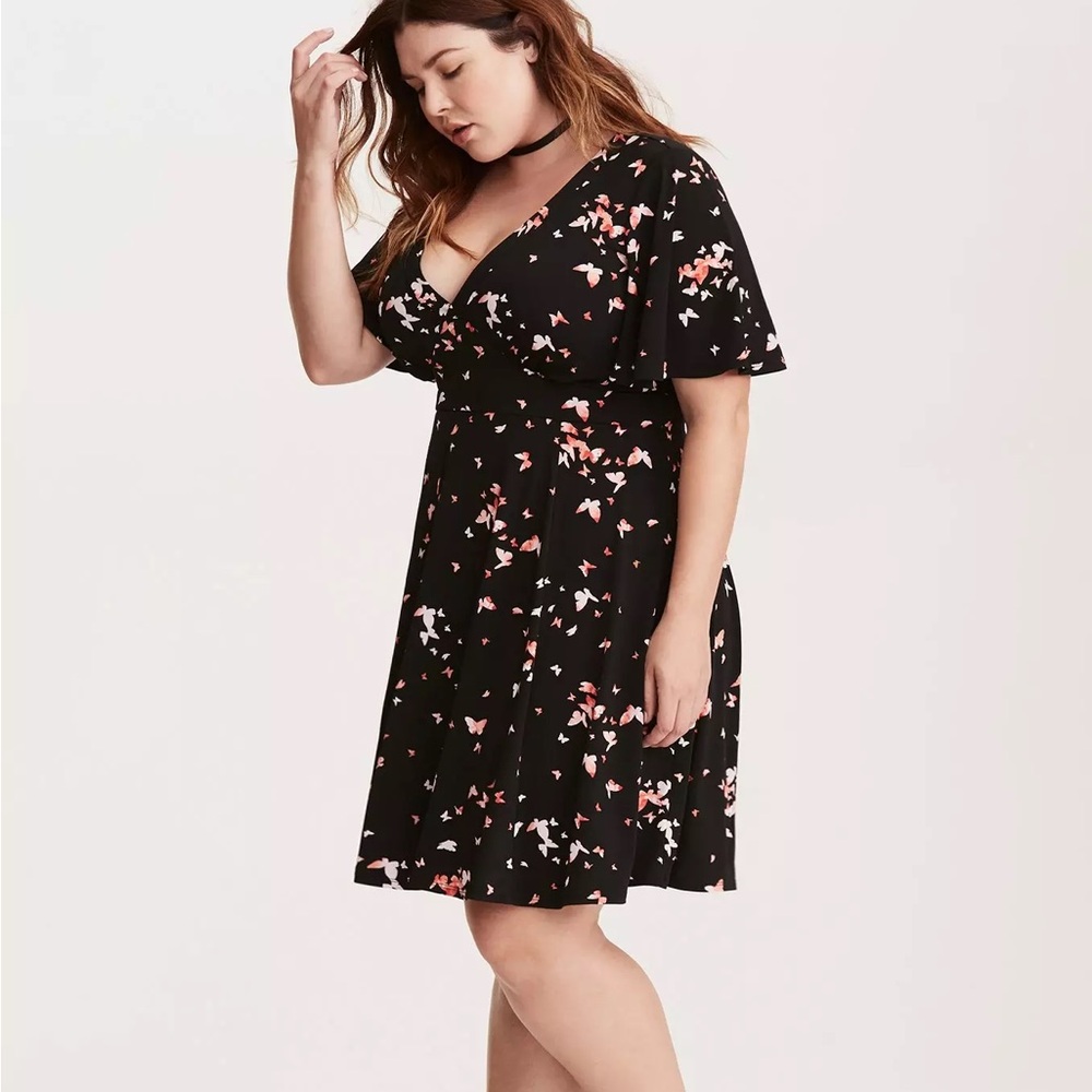 NWOT Torrid Black and Pink Butterfly Dress